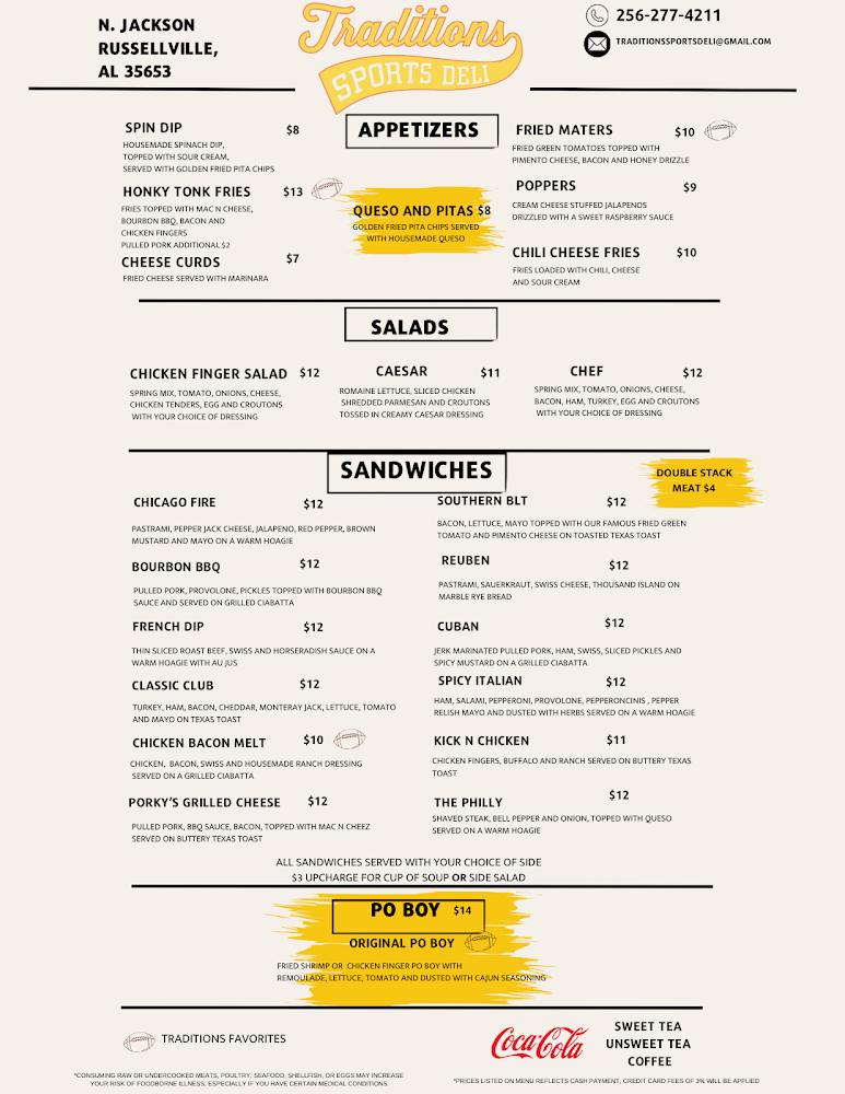 Traditions Sports Deli Menu image 1